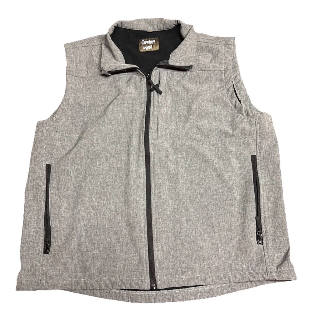 Cowboy Legend Jacket Vest Men's Size XL Gray w Zippered Front Pockets Sleeveless